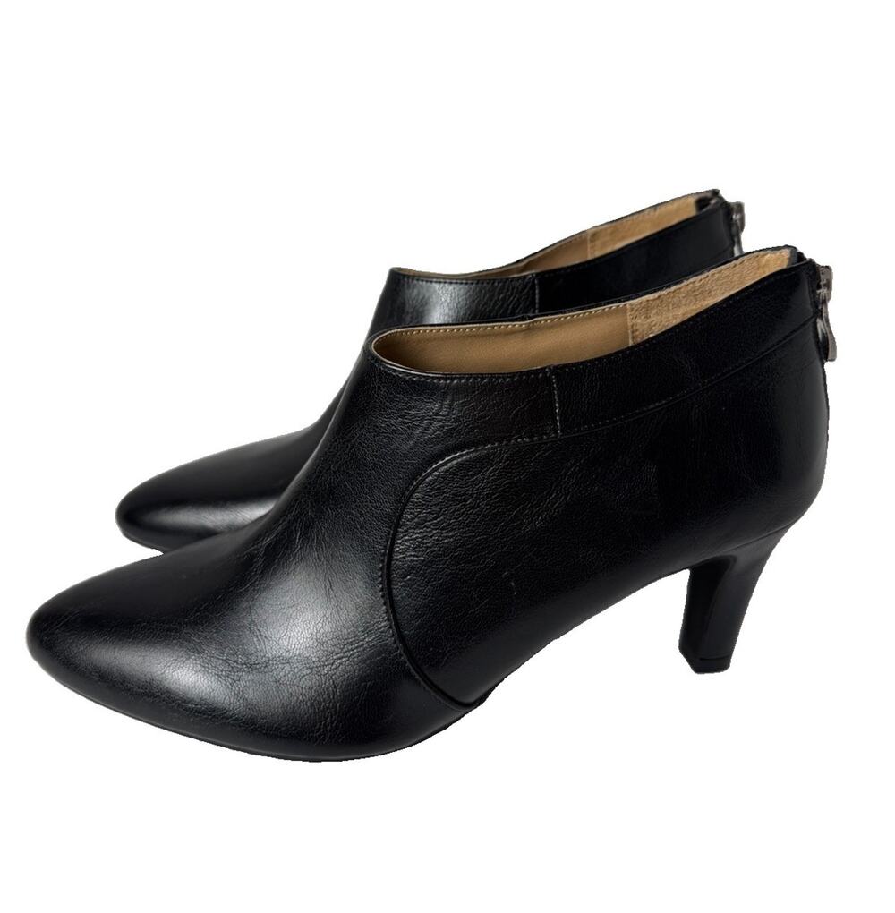 LifeStride Georgia Women’s 9.5 M Black Faux Leather Heeled Ankle Booties